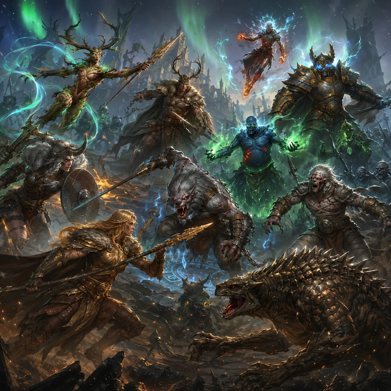 A large Norse battle between heroes and mythical creatures